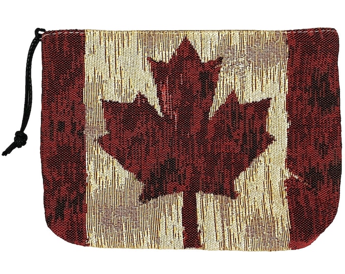 Maple Leaf Canada Canadian Flag, Hand Finished BELGIAN TAPESTRY Trousse Purse Pouch Toiletry Cosmetic Bag 20CM X 15CM, with zip