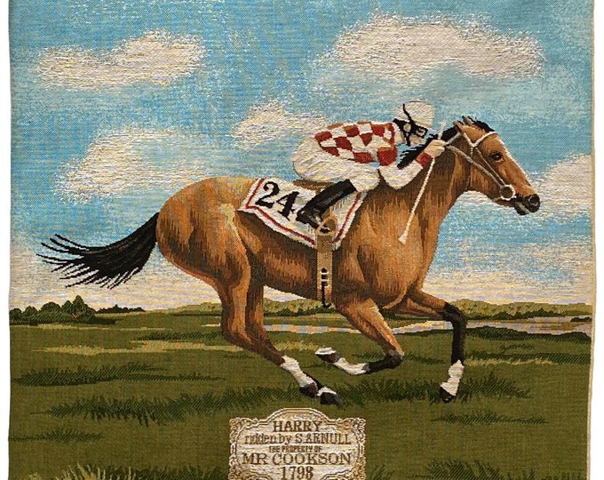 Horse Racing Jockey 1798 BELGIAN Belgium Jacquard Woven Hand Finished Tapestry Pillow Cushion Cover With Zip, 46cm x 46cm 18" x 18", 3032