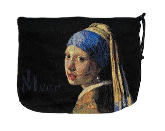 Vermeer, Girl With the Pearl Earring, Hand Finished BELGIAN TAPESTRY Trousse Purse Pouch Toiletry Cosmetic Bag 20CM X 15CM, with zip
