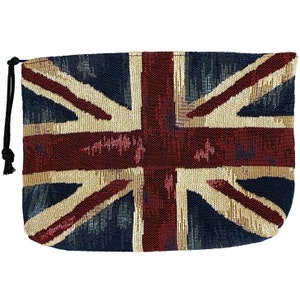 Union Jack-vlag, met de hand afgewerkt BELGIAN TAPESTRY Trousse-tasje Toilettas, toilettas 20 CM x 15 CM, met ritssluiting