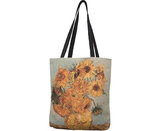 Van GOGH Sunflowers BELGIAN Tapestry Woven Hand Finished LARGE Tote Shoulder Bag Handbag 46cm x 46cm / 18" x 18"excl. handles