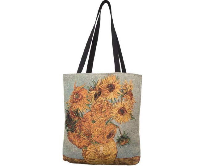 Van GOGH Sunflowers BELGIAN Tapestry Woven Hand Finished LARGE Tote Shoulder Bag Handbag 46cm x 46cm / 18" x 18"excl. handles