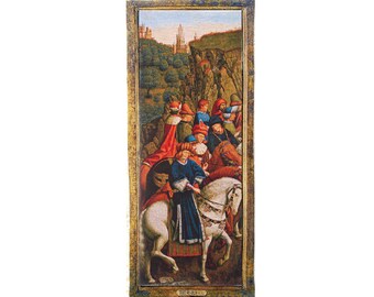 Just Judges from Ghent Altarpiece BELGIAN Jacquard WOVEN Hand Finished Tapestry Lined Wall Hanging + Rod Sleeve, 144cm x 62cm, 56.5" x 24.5"