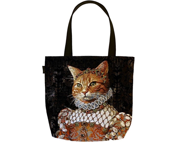 Cat lovers BELGIAN TAPESTRY LARGE Heavy Duty Shopping Tote Bag 46cm x 46cm, Ginger Cat Sisi - beautiful quality with lovely detail