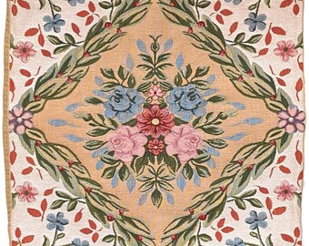 SAVONNERIE Floral BELGIAN Belgium Jacquard WOVEN Hand Finished Tapestry Pillow Cushion Cover, 46cm, 18"