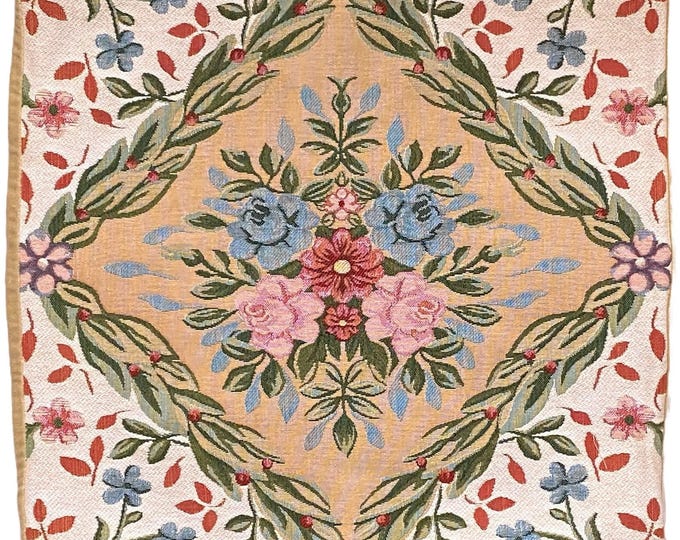 SAVONNERIE Floral BELGIAN Belgium Jacquard WOVEN Hand Finished Tapestry Pillow Cushion Cover, 46cm, 18"