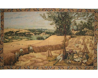 BRUEGEL Brueghel The Corn HARVEST Harvesters 43" x 27" 109cm x 68cm BELGIAN jacquard woven tapestry wall art hanging, lined + rod sleeve