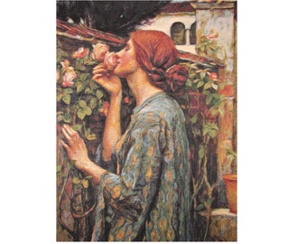 Waterhouse Soul of the Rose BELGIAN Jacquard WOVEN Hand Finished 68cm x 47cm / 27" x 18.5" Fully Lined Tapestry Wall Hanging with Rod Sleeve