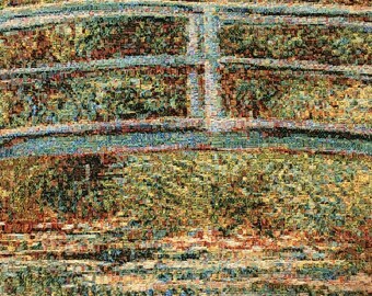 Coussin Décoratif Metrax Craye – 36 Cm, Pont Suspendu De Giverny (Monet), Jacquard