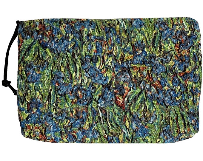 Van Gogh "Irises" Hand Finished BELGIAN TAPESTRY Trousse Purse Pouch Toiletry Cosmetic Bag 20CM X 15CM, with zip