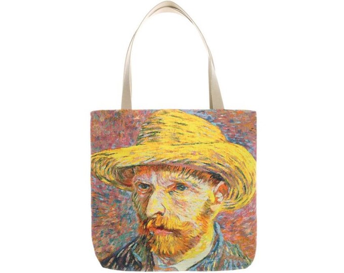 BELGIAN Jacquard Woven Hand Finished Large Tapestry Tote Shoulder Bag Handbag, VAN GOGH Self Portrait, 46cm x 46cm 18" x 18" Excl. Handles
