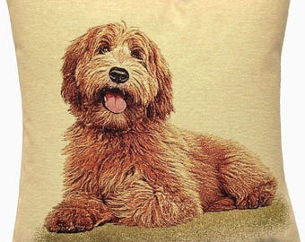 Bichon Frisé Dog Hand Finished Tapestry Pillow Cushion Cover, Zip, Soft Touch Velvet Cotton Reverse 44cm x 44cm 17" x 17"