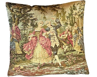 Francois Boucher Jardin Middle Scene Part, BELGIAN Belgium Jacquard WOVEN Hand Finished Tapestry Pillow Cushion Cover, 33cm x 33cm 13" x 13"