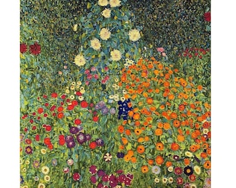 Gustav KLIMT Flower Garden 1 BELGIAN Belgium Jacquard WOVEN Hand Finished Tapestry Wall Hanging 27.5" x 28.5" 70cm x 72cm Lined + Rod Sleeve