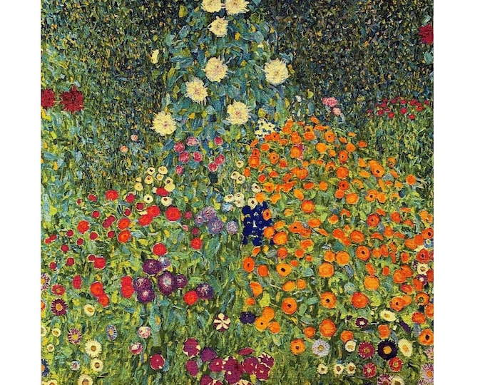 Gustav KLIMT Flower Garden 1 BELGIAN Belgium Jacquard WOVEN Hand Finished Tapestry Wall Hanging 57" x 55" 146cm x 139cm, Lined + Rod Sleeve