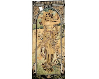 Alphonse MUCHA Times of the Day Brightness of Day FRENCH Hand Finished Tapestry Wall Hanging, fully lined with rod sleeve, 44cm x 102cm