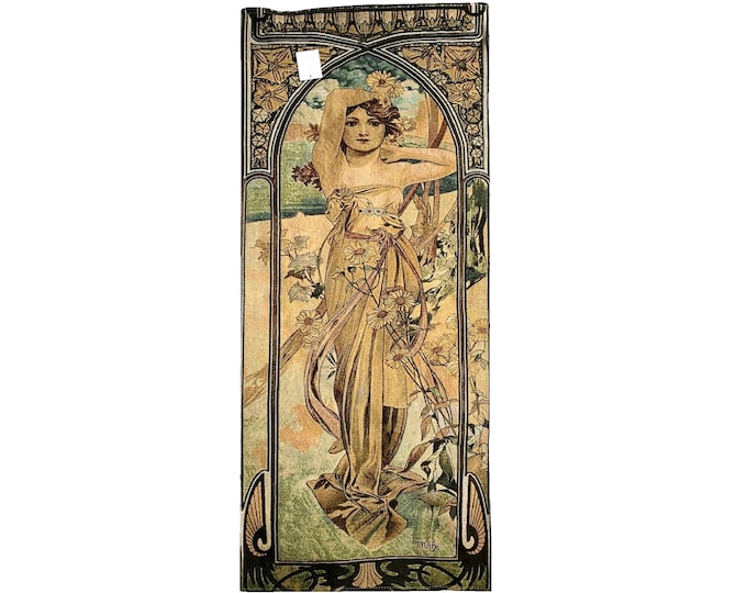Alphonse MUCHA Times of the Day Brightness of Day FRENCH Hand Finished Tapestry Wall Hanging, fully lined with rod sleeve, 44cm x 102cm