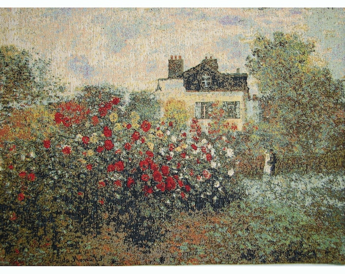 Claude MONET Maison Monet Monet's House Belgian Jacquard Woven Hand Finished Lined Tapestry Wall Hanging + Rod Sleeve, 60cm x 46cm 23" x 18"