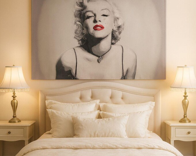 BELGIAN JACQUARD WOVEN Hand Finished 104cm x 62cm Tapestry Wall Hanging, Marilyn Monroe in Famous Pose