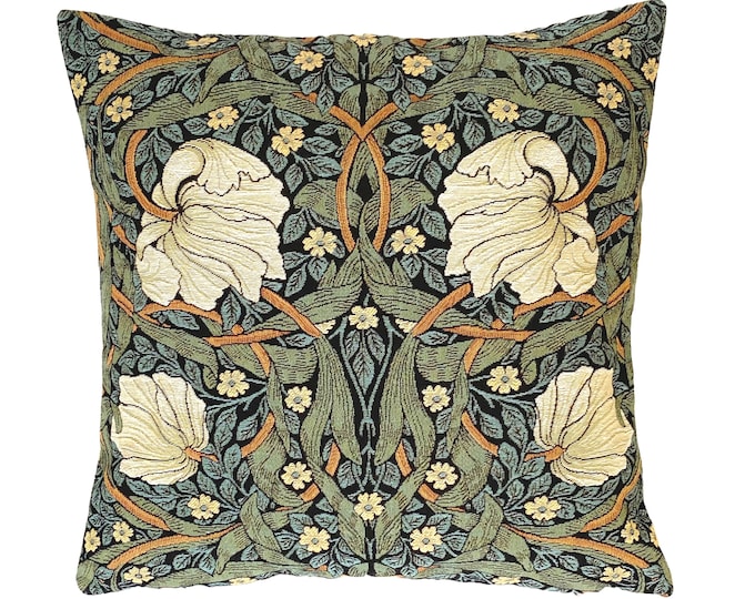 BELGIAN Belgium Jacquard WOVEN Hand Finished 47cm x 47cm 18" x 18" William MORRIS Pimpernel Design Tapestry Cushion Pillow Cover