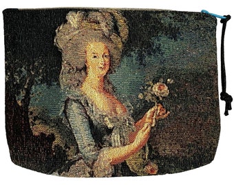 Marie Antoinette Portrait, Hand Finished BELGIAN TAPESTRY Trousse Purse Pouch Toiletry Cosmetic Bag 19CM X 15CM, with zip