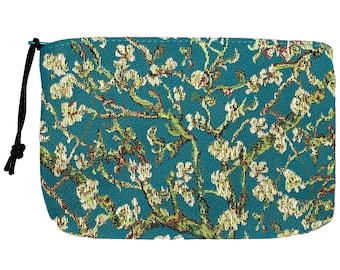Van Gogh "Amandier" Almond Tree, Hand Finished BELGIAN TAPESTRY Trousse Purse Pouch Toiletry Cosmetic Bag 20CM X 15CM, with zip