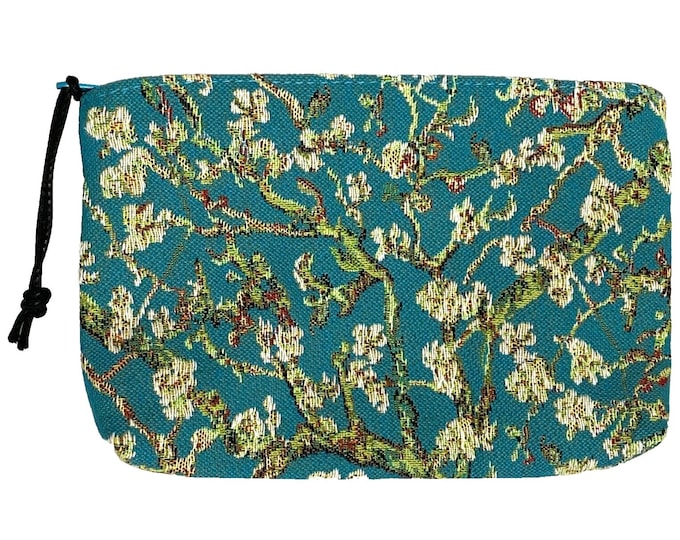 Van Gogh "Amandier" Almond Tree, Hand Finished BELGIAN TAPESTRY Trousse Purse Pouch Toiletry Cosmetic Bag 20CM X 15CM, with zip