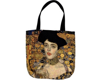 GUSTAV KLIMT Lady in Gold BELGIAN Tapestry Woven Hand Finished Large Tote Shoulder Bag Handbag Size 46cm x 46cm 18" x 18" Excl. Handles