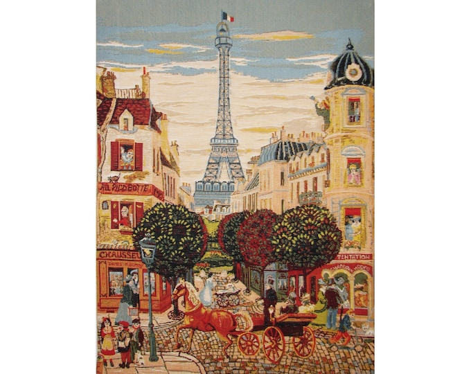 EIFFEL Tower PARIS Belgian Jacquard Woven Hand Finished Tapestry Wall Hanging, Fully Lined with Rod Sleeve, 82cm x 69cm, 32" x 27"