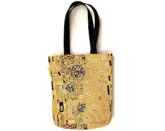 GUSTAV KLIMT Pattern + Lurex, BELGIAN Tapestry Woven Hand Finished Tote Shoulder Bag Handbag, Size 38cm x 34cm Excluding Handles