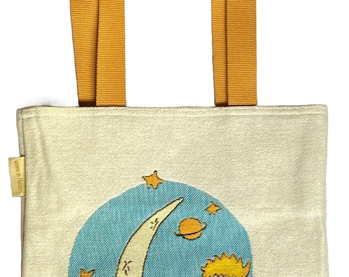 PETIT PRINCE with Fox on the Moon BELGIAN Tapestry Woven Hand Finished Tote Shoulder Bag Handbag, 33cm x 31cm, Measurement Excluding Handles