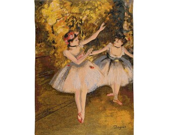 Edgar DEGAS BALLET DANCERS 26" x 18" / 66cm x 45cm Belgian Jacquard Woven Hand Finished Lined Tapestry Wall Hanging with Rod Sleeve