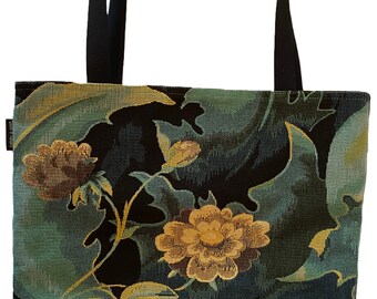 Signare Tapestry Shoulder Tote Bag For Women – Floral Meadow Design, Fully Lined, Zip Top, 13" W X 10.6" H