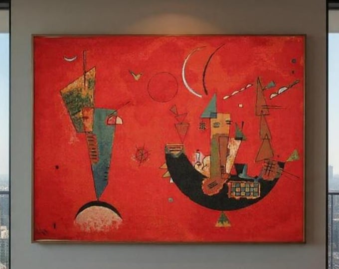 KANDINSKY For & Against, 92cm x 71cm / 36" x 28" BELGIAN Jacquard Woven Hand Finished Tapestry, Lined with Hanging Rod Sleeve