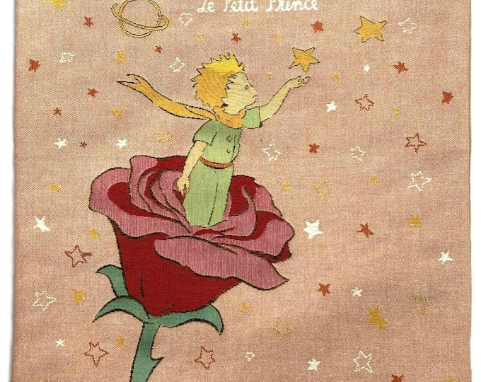 PETIT PRINCE Standing on a Flower BELGIAN Jacquard Woven Hand Finished Tapestry Pillow Cushion Cover, 46cm x 46cm, 18" x 18"