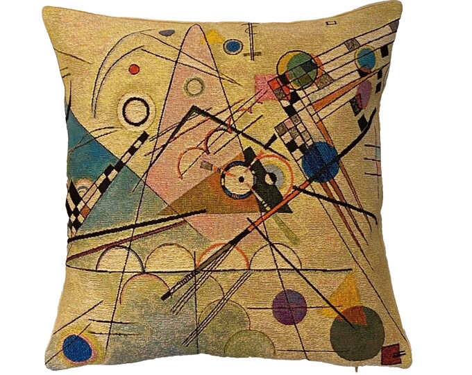 Wassily KANDINSKY Composition VIII B, BELGIAN Jacquard Woven Hand Finished Tapestry Pillow Cushion Cover, 46cm x 46cm, 18" x 18", with zip