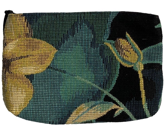 WIlliam Morris Forest With Flower, Hand Finished BELGIAN TAPESTRY Trousse Purse Pouch Toiletry Cosmetic Bag 20CM X 15CM, with zip