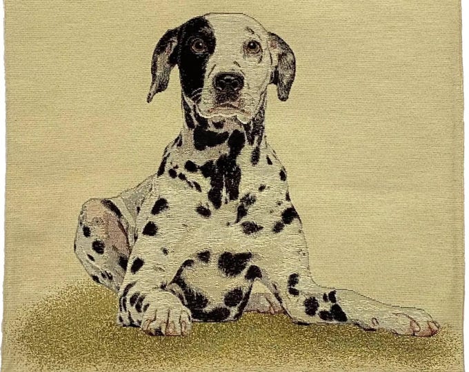 Dalmation Dog Hand Finished Tapestry Pillow Cushion Cover, Zip, Soft Touch Velvet Cotton Reverse 44cm x 44cm 17" x 17"