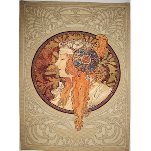 Alphonse MUCHA Byzantine Blonde, Hand Finished BELGIAN Tapestry Wall Hanging, fully lined with rod sleeve, 94cm x 69cm, 37&quot; x 27&quot;