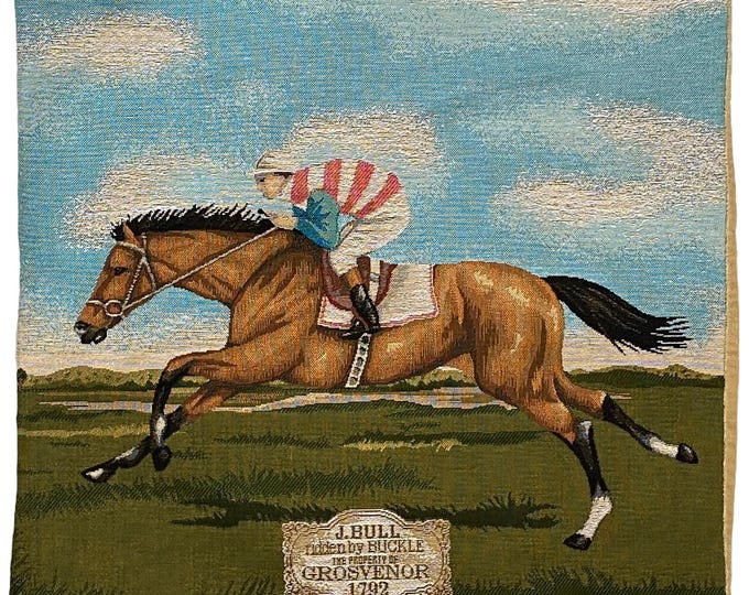 Horse Racing Jockey BELGIAN Belgium Jacquard Woven Hand Finished Tapestry Pillow Cushion Cover With Zip, 46cm x 46cm 18" x 18", 3035