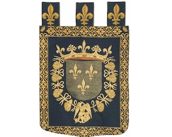 BLOIS Lys/Lily Coat of Arms BELGIAN Belgium jacquard woven tapestry wall art hanging, fully lined with hanging loops 27" x 18" / 69cm x 46cm