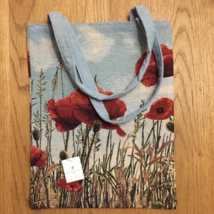 POPPIES Pavots FRANZÖSISCH Tapisserie Gewebte Hand Fertig Tote Schultertasche Handtasche mit Passenden Gobelin Straps / Griffe