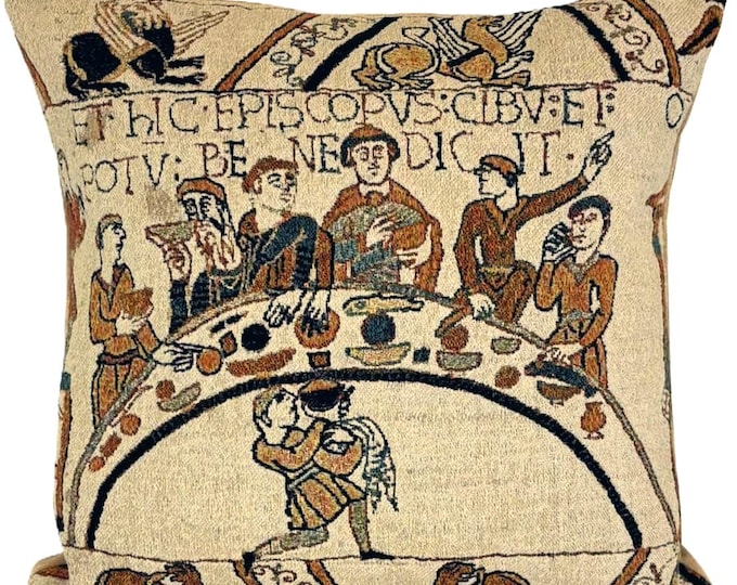 Bayeux Banquet Table Battle of Hastings BELGIAN Jacquard WOVEN Hand Finished Highest Quality Tapestry Pillow Cushion Cover 44cm
