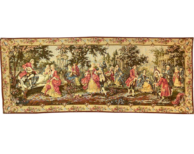 Renaissance Francois BOUCHER Jardin Garden 177cm x 67cm / 69.7" x 26.4" BELGIAN jacquard woven tapestry wall art hanging with rod sleeve