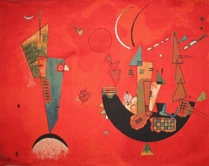 KANDINSKY For & Against, 92cm x 71cm / 36" x 28" BELGIAN Jacquard Woven Hand Finished Tapestry, Lined with Hanging Rod Sleeve