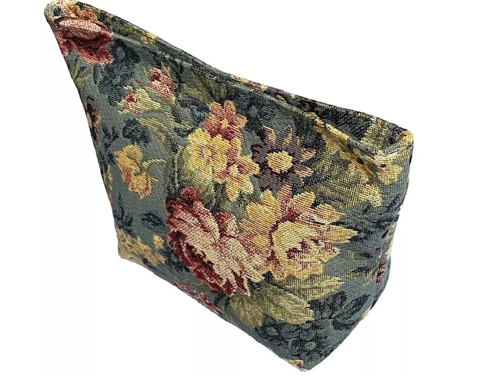 Juliette Hand Finished BELGIAN TAPESTRY Tiffany Trousse Clutch Purse Pouch Toiletry Cosmetic Bag 23cm X 15cm X 8cm, fully lined with zip