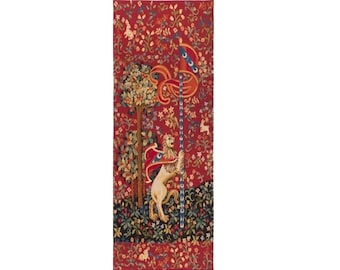 Cluny LION from Lady & Unicorn BELGIAN Belgium jacquard woven tapestry wall hanging 192cm x 70cm,  75.5" x 27.5" fully lined + rod sleeve