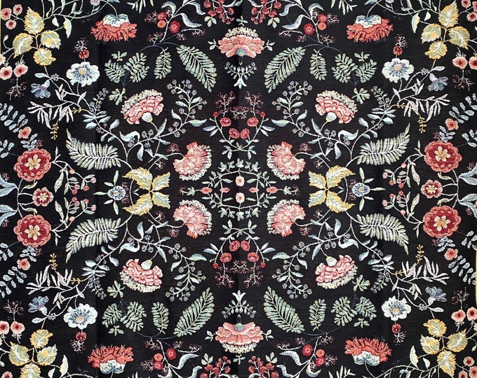 BELGIAN Jacquard Woven Hand Finished 150cm x 150cm William MORRIS Rosali 41 TAPESTRY Table Throw Bed Spread Occasional Cover, Tassel edges