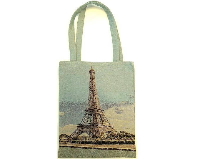 Eiffel Tower Tour Eiffel Paris FRENCH TAPESTRY Woven Hand Finished Tote Shoulder Bag Handbag with Matching Tapestry Straps / Handles