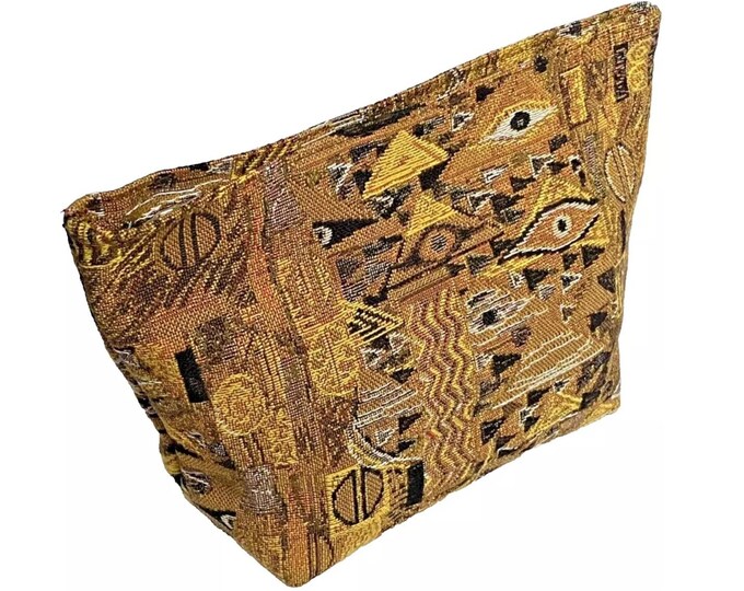 Klimt II Hand Finished BELGIAN TAPESTRY Tiffany Trousse Purse Pouch Toiletry Cosmetic Bag 23cm x 15cm x 8cm, fully lined with zip